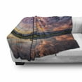 thumbnail image 3 of Clouds Soft Flannel Fleece Throw Blanket, Reflection Pink Colored Clouds in Water Mirroring Scenic Weather Activity Picture, Cozy Plush for Indoor and Outdoor Use, 60" x 80", Blue, by Ambesonne, 3 of 6