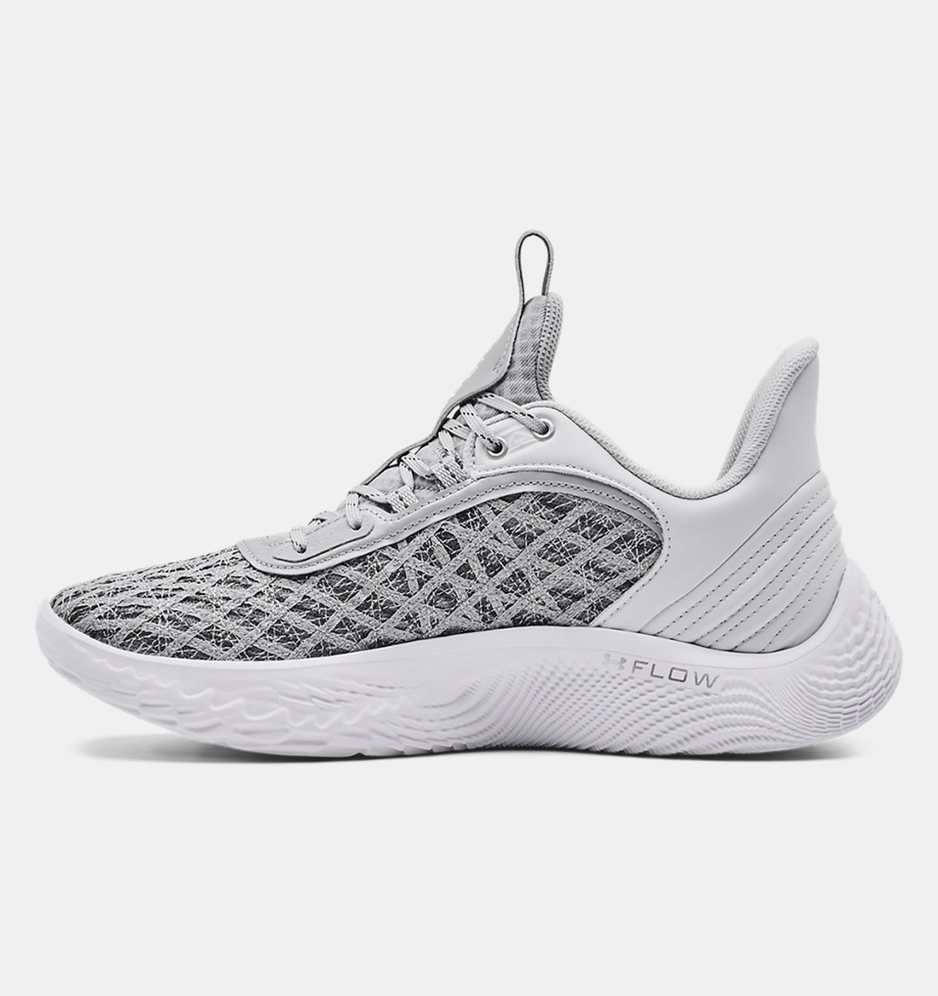 Under Armour Curry Flow 9 Basketball Shoes, Men's, M9/W10.5, White/Grey