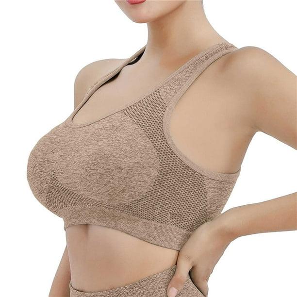  Womens Wireless Bra, Full-Coverage Push Up Stretch-Knit Bra,  Seamless Sports Bras for Women Plus Size Workout Tops (Color : Gray, Size :  X-Large) : Clothing, Shoes & Jewelry