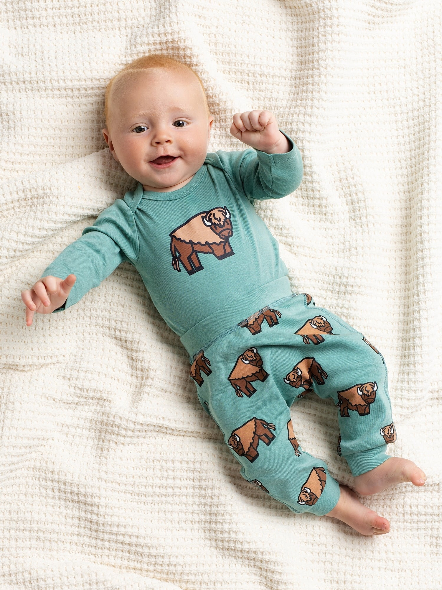 Monica + Andy Organic Cotton Gender Neutral First Moves Bodysuit + Groove Pant Set, Sizes Newborn -24 Months