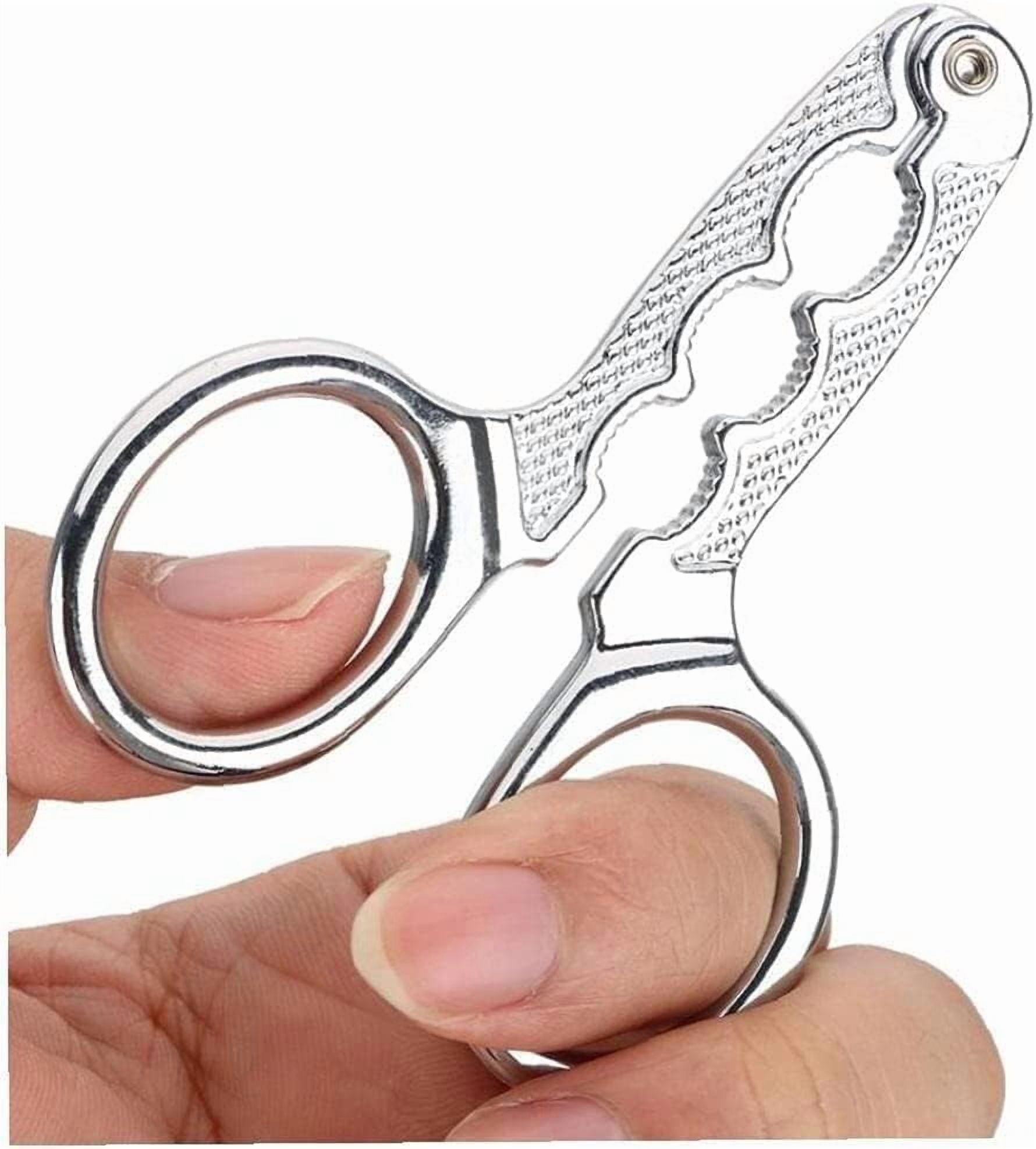 Stainless Steel Nut Cracker Tool Set – 2 Crackers + 4 Picks For Walnuts, Pecans, Crab, Seafood & More (Silvery, 6-Piece Kit)