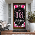 thumbnail image 6 of Black Background Banner with Pink White Balloons Glitter Stars Crown and Sparkling 16 for Sweet 16 Birthday Party Decoration Photography Props Backdrop Happy Birthday Party Supplies Decorations, 6 of 7