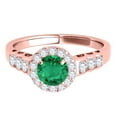 thumbnail image 2 of Mauli Jewels Engagement Rings for Women 1.35 Carat Halo Emerald And Diamond Engagement Ring 4 Prong-Setting 14k Rose Gold, 2 of 6