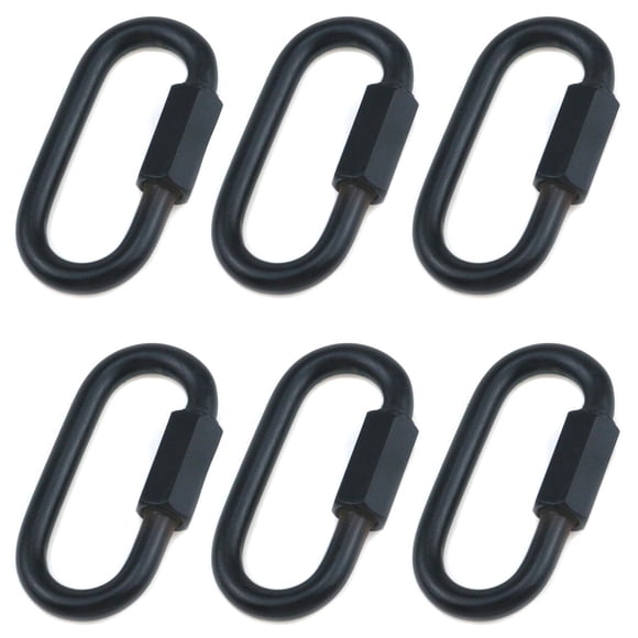 Quluxe - Conector de enlace rápido de cadena M5 de 0.197 in con bloqueo de cadena en forma de D, color negro (paquete de 6)