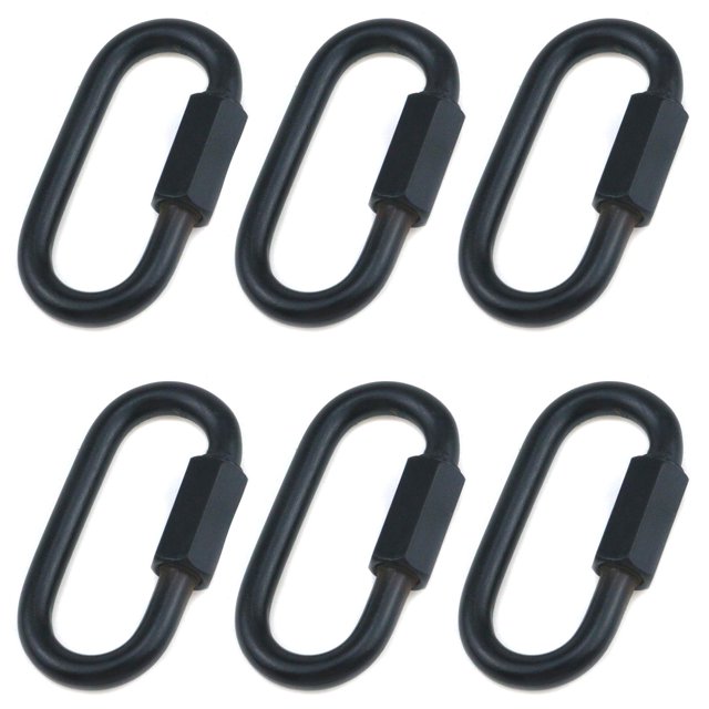 Quluxe - Conector de enlace rápido de cadena M5 de 0.197 in con bloqueo de cadena en forma de D, color negro (paquete de 6)