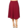 thumbnail image 2 of Women's Plus Size A-Line Midi Skirt - Casual Flared Design with High Elastic Waistband, 2 of 4