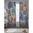 thumbnail image 3 of Vintage Colorful Floral Sheer Curtains 84 Inches Long 2 Panels Set, Window Sheer Curtains for Living Room/Bedroom, Spring Boho Vintage Abstract Art Light Filtering Rod Pocket Curtain 52''x84''x2, 3 of 8