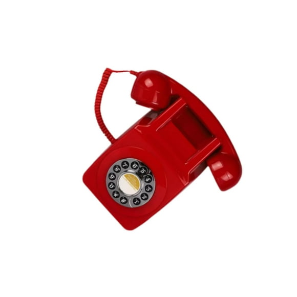 Transemion Téléphone Fixe Rétro Mural Type Téléphone d'Affaires Filaire Rouge 22x14.5x9CM