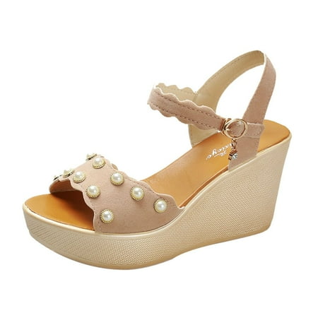 

noarlalf platform sandals women s platform wedges slippers summer pearls sponge cake bottom sandals shoes womens sandals
