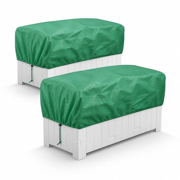 Winter Plant Covers Plant Cover Freeze Protection 2Pcs 59x15.8x17.7inch Rectangular Planter Box Cover with Elastic Drawstring for Raised Bed Outdoor Flowers(Dark Green)