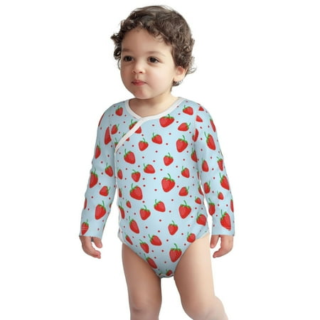 

Fotbe Strawberry Pattern Unisex-baby Long-sleeve Bodysuit Long Sleeve Bodysuits One-piece 100% Organic Cotton for Infant Baby Boys Unisex-3 Months