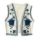thumbnail image 3 of Chaleco de mujer con bordado floral estilo boho casual, fácil de llevar, ideal para citas y viajes. Color albaricoque, 3 of 9