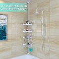 thumbnail image 3 of Shower Caddy Tension Pole with 4 ABS Baskets,Shower Storage Shelf with 56 to 125 Inch Adjustable Stainless Pole for Bathroom White, 3 of 7