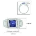 thumbnail image 6 of 1/20cttw Diamond Accent Men's Colored Stone Ring in 925 Sterling Silver, Men's Ribbed Shank Ring with Choice of 8mm Created Aquamarine, or Blue or White Sapphire, Silver Stone and Diamond Ring Men, 9, 6 of 7