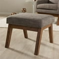 thumbnail image 2 of Allora Upholstered Ottoman in Gravel Gray and Walnut, 2 of 6