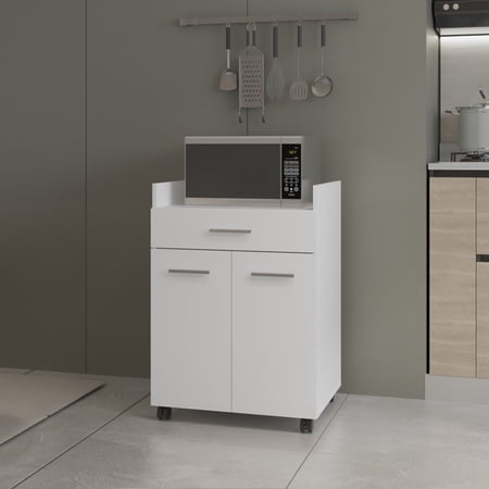 Cterwk Kitchen Cart with 1 Drawer and 2 Inner Shelves White