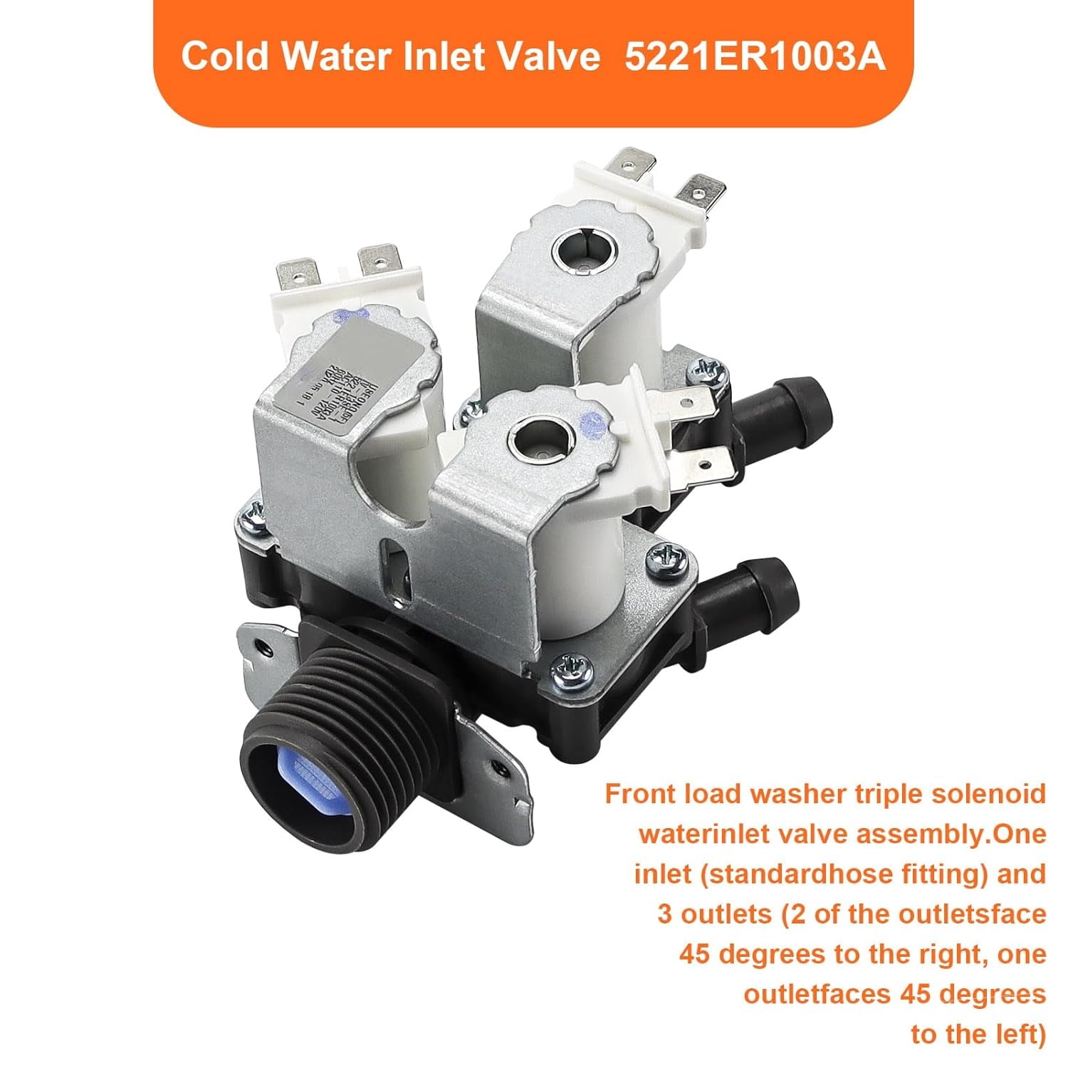 5221ER1003A&5220FR2006H Water Inlet Valve Replacement for LG Tromm & Ken.More Front Load Washers Replaces 5220FR2075L 5221ER1003C 5221ER1003D Assembly by YUESHANG