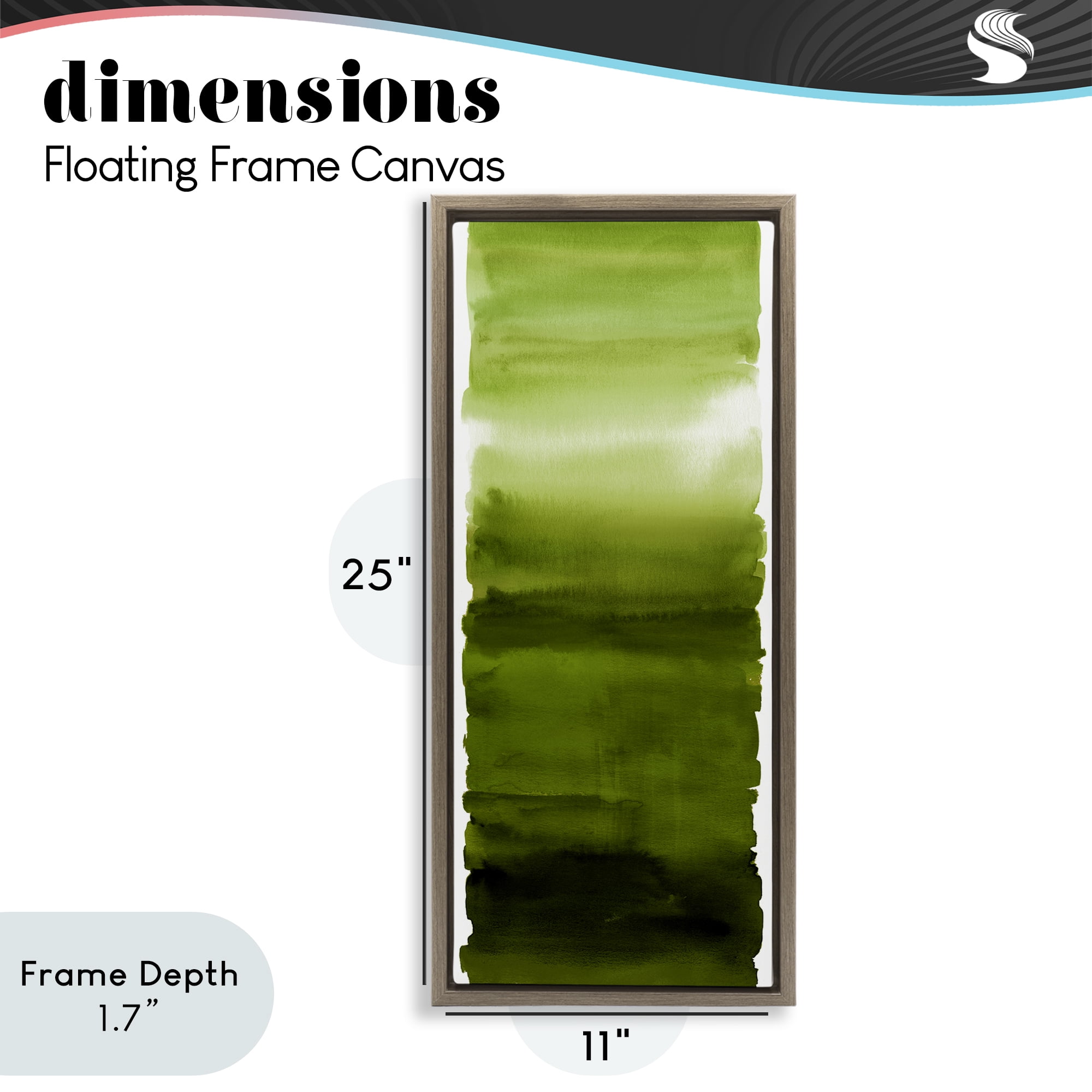 Stupell Industries Green Blend Gradient Brown Framed Floater Canvas Wall Art, design by Allie Corbin