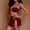 Wine, variant on Women's High-Waisted Bandeau Bikini Set 3-Piece Swimsuit with Wrap Skirt Gold Accent Beachwear