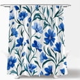 thumbnail image 2 of Blue Floral Shower Curtain Abstract Watercolor Flower Leaves Rustic Blossom Plant Modern Simple Fabric Curtain with Hook-36"W x 72"L (Pack of 1), 2 of 6