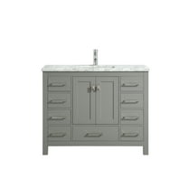Eviva London 48" Transitional Gray bathroom vanity with white Carrara marble countertop