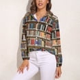 thumbnail image 3 of Library Bookshelf Long Sleeve Blouse Woman Streetwear Casual Shirts Summer Oversize Woman Streetwear Clothing Birthday Present, 3 of 7