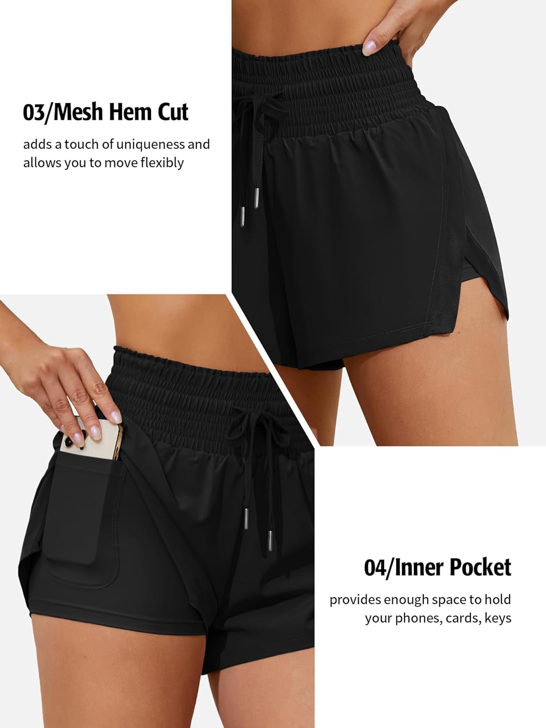 Alove Women's Swim Shorts Quick Dry 3" High Waisted Swim Board Shorts Beach Shorts with Pockets