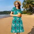 thumbnail image 4 of Bingfone Funny Chicken Print Women’s Short Sleeve Dress, Comfortable Casual Dress, Stylish Summer Dress with Stretchy Fit for Daily Wear, 4 of 6
