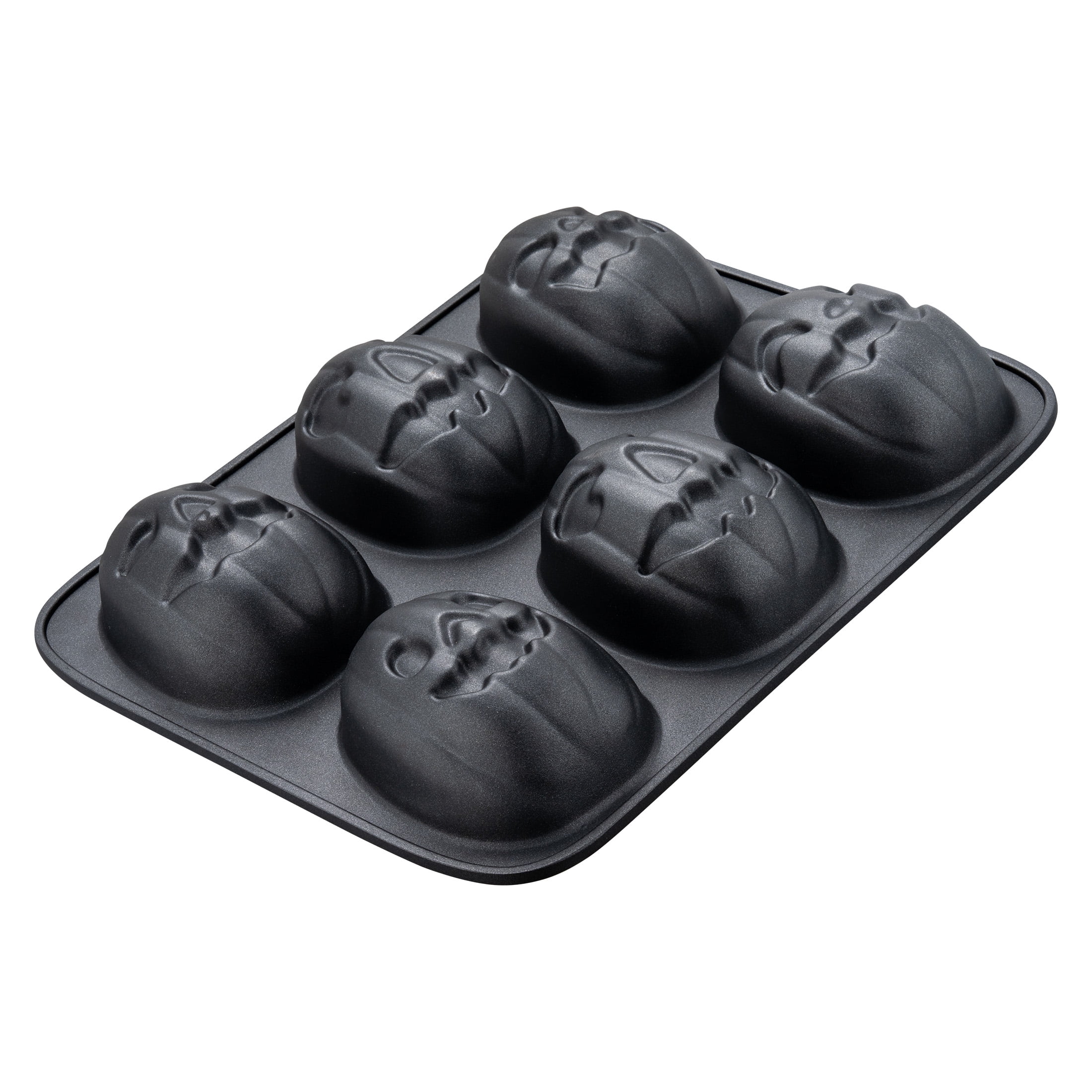 (2 pack) Way to Celebrate, Pumpkin Cast Aluminum 6-Cavity Baking Pan, Black
