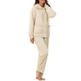 thumbnail image 4 of INSPIRE CHIC Women's Fluffy Fleece Pajama Set Soft Warm Button Down Long Sleeve Sleepwear with Pockets 2XL Beige, 4 of 6