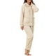 thumbnail image 4 of Conjunto de pijama de felpa esponjosa para mujer INSPIRE CHIC, suave y cálido, con botones, de manga larga, ropa de dormir con bolsillos, XL, beige, 4 of 6