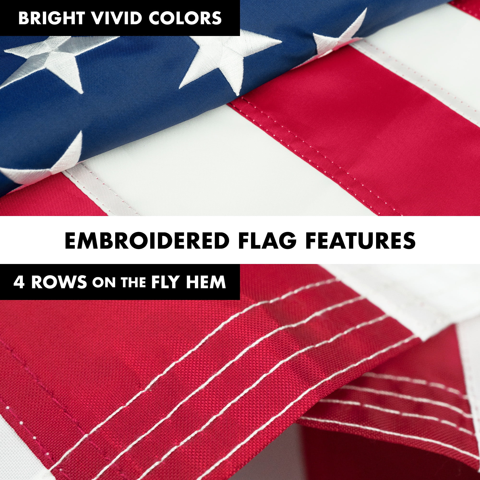 G128- Flag with Pole Set 2.5x4 ft Embroidered Grommets Type with 5ft Pole| 210D Polyester Indoor Outdoor