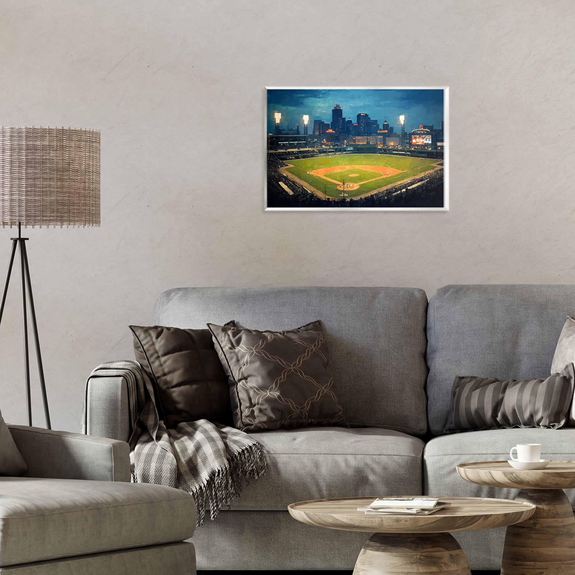 Baseball Stadium at Night Wall Plaque Art, design by Arlington Prints