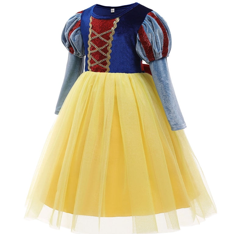 Girls Princess Snow Dress Long Sleeve Costumes Halloween Fancy Dress