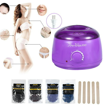 Yosoo Wax Warmer Kit,4 Bags of Natural Ingredients Hard Wax Beans and 5 Wax Spatulas,Hair Removal Home Waxing Kit, Electric Pot Heater for Rapid Waxing of All Body, Legs, Face and Bikini (Best At Home Wax For Bikini Area)