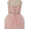 thumbnail image 4 of Big Girls Elegant Twist Wired Tulle Rhinestones Beaded Waist Scarf Gown Flower Girl Dress Flower Girl Dress Pink 10 (C50CC19), 4 of 5