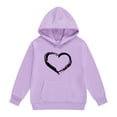 thumbnail image 5 of GiLiling Girls Retro Heart Print Hoodie Sweatshirt, Oversized Long Sleeve Hooded Pullover Top, Soft Daily Casual Wear (Light Violet, 11-12 Years), 5 of 6