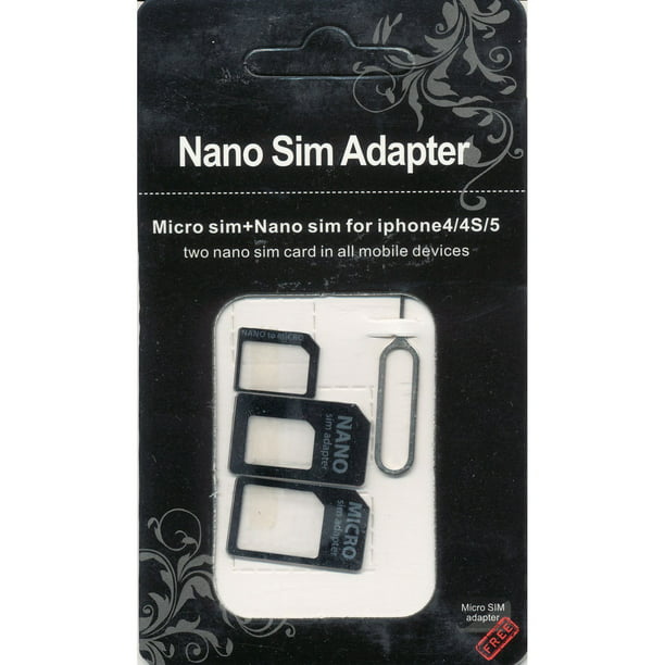 Nsa Conversion Adapter Nano Sim Microsim Conversion Adapter For Iphone 5 4s 4 Nanoshimu Sim Card Ormicrosim Microsim Sim Card Sim Pin 4 Piece Set Black White Walmart Com Walmart Com