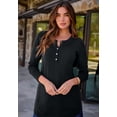 thumbnail image 2 of Roaman's Women's Plus Size Drop Needle Henley Lightweight Sweater Knit, 2 of 5