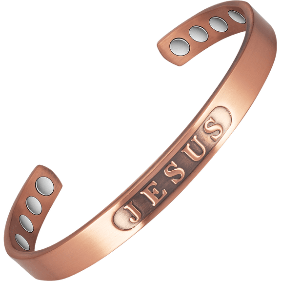 Wollet Magnetic Jesus Copper Bracelets Bangles for Women Men, Hand Made, Christmas Gift