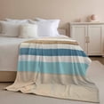 thumbnail image 2 of Throw Blanket for Couch Striped Soft Fleece Flannel Blankets Cozy Lightweight Blanket for Home Sofa Living Room Brown Blue Bed Throws 60" x 80", 2 of 9