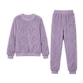 thumbnail image 5 of Mifsaly Girls Pajama Sets 2 Piece Pjs Outfits Fuzzy Fleece Warm Matching Homewear Jacquard Long Sleeve Crewneck Sleepwear and Straight Leg Sleep Pants, 5 of 6
