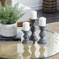thumbnail image 2 of DecMode 3 Candle Dark Gray Wood Candle Holder, Set of 3, 2 of 9