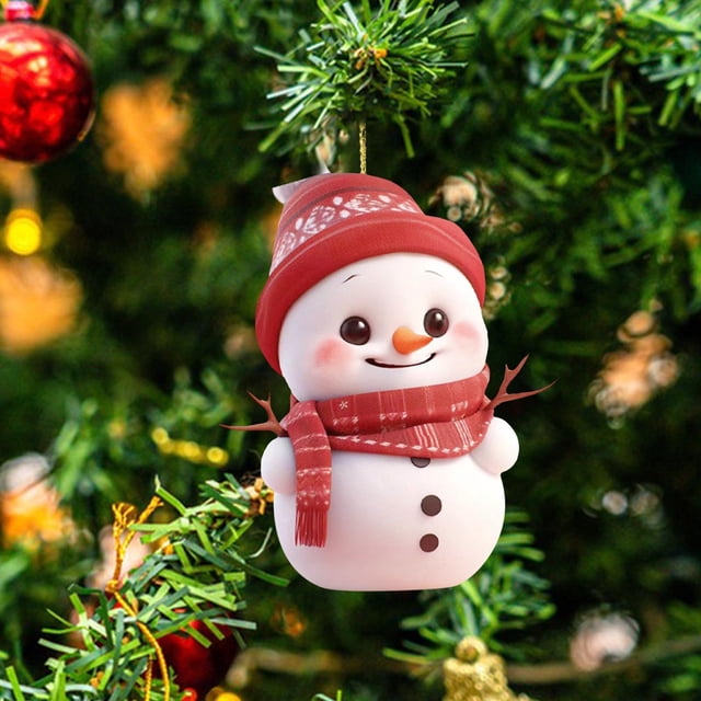 Adorno de espejo de coche de muñeco de nieve de Navidad - Colgante plano acrílico 2D para decoración del retrovisor, accesorio navideño para automóviles