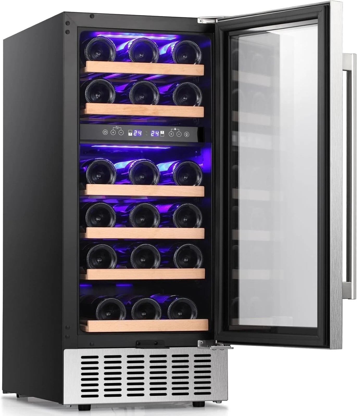 Auseo Dual Zone 28 Bottle Wine Cooler Refrigerator, Built-in Wine Fridge with Quiet Operation & LED Display,Wine Chiller for Home, Office or Bar