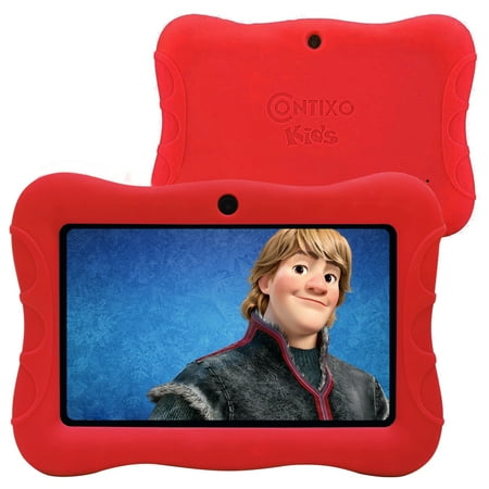 Contixo 7" Kids Tablet Android 8.1 with WiFi Camera 16GB Learning Tablet for Toddlers Children Kids Place Parental Control Pre installed 20+ Education Apps w/Kid-Proof Protective Case (Red)