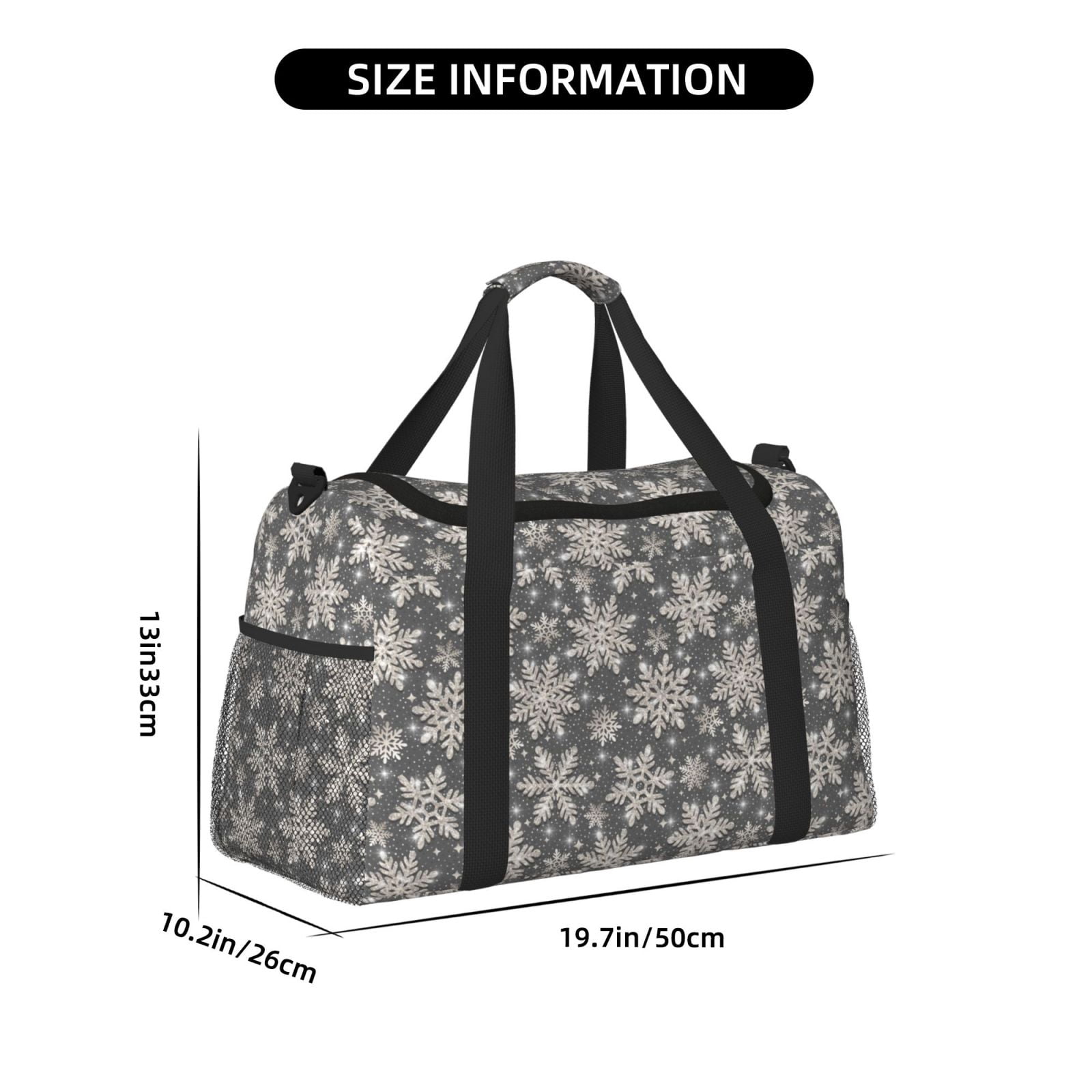 Fuzoiu Sparkling Snowflakes Print Travel Duffle Bag,Carry On Tote Bags,Duffel Bag,Sport Gym Bag, Hospital Bag for Labor and Delivery, Overnight Bag,Luggage Bag