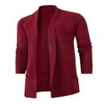 thumbnail image 2 of Cardigan pour Hommes Couleur Unie Col Châle Manches Longues Tricoté Automne Décontracté Long Cardigan, 2 of 5