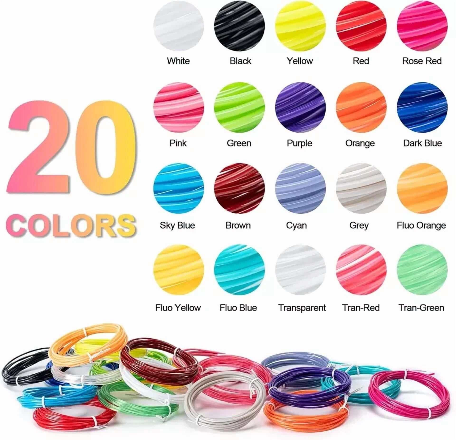 CRESTIN- 20 Colors 3D Pen Pla Filament Refills, Each Color 10Feet, Total 200 Feet, 1.75Mm