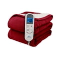 thumbnail image 1 of Pure Warmth Flannel Sherpa Electric Heated Warming 50x60 Throw Blanket Red White, 1 of 4